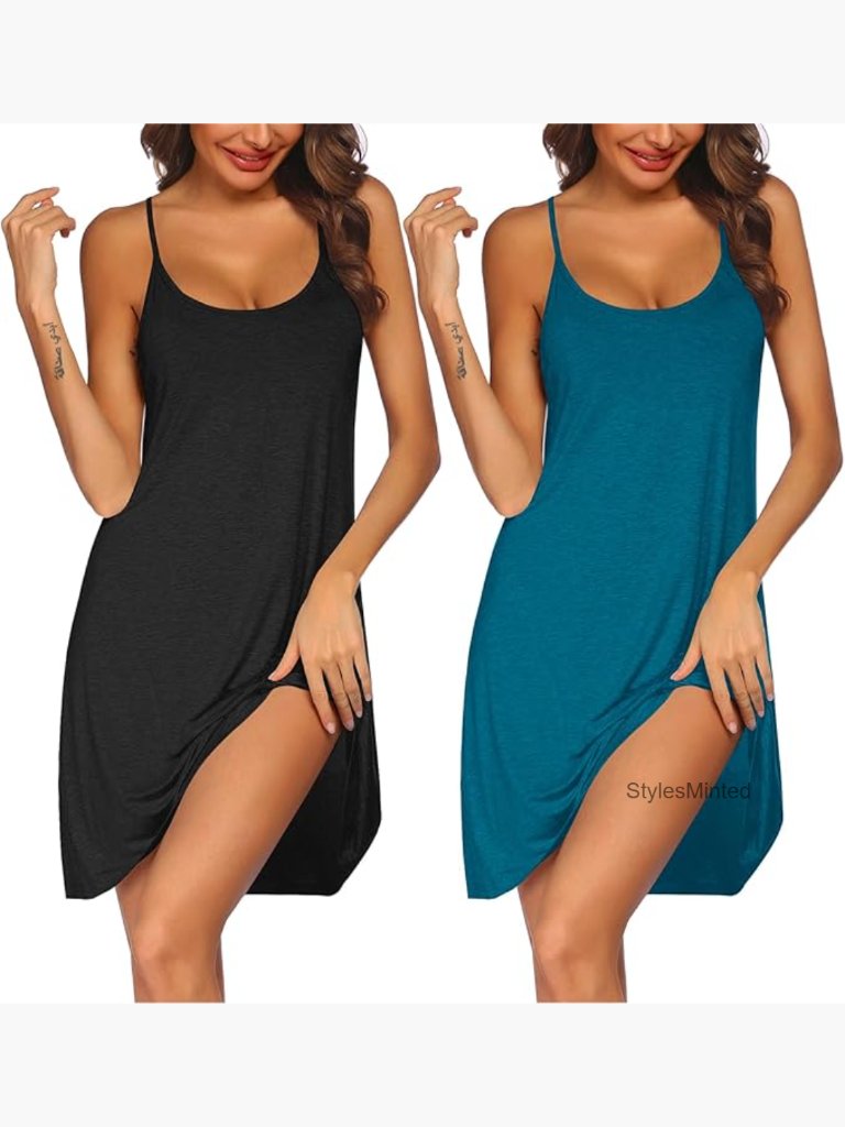 2 Pack Nightgown Sleep Tank Chemise Racerback Sleeveless Dress